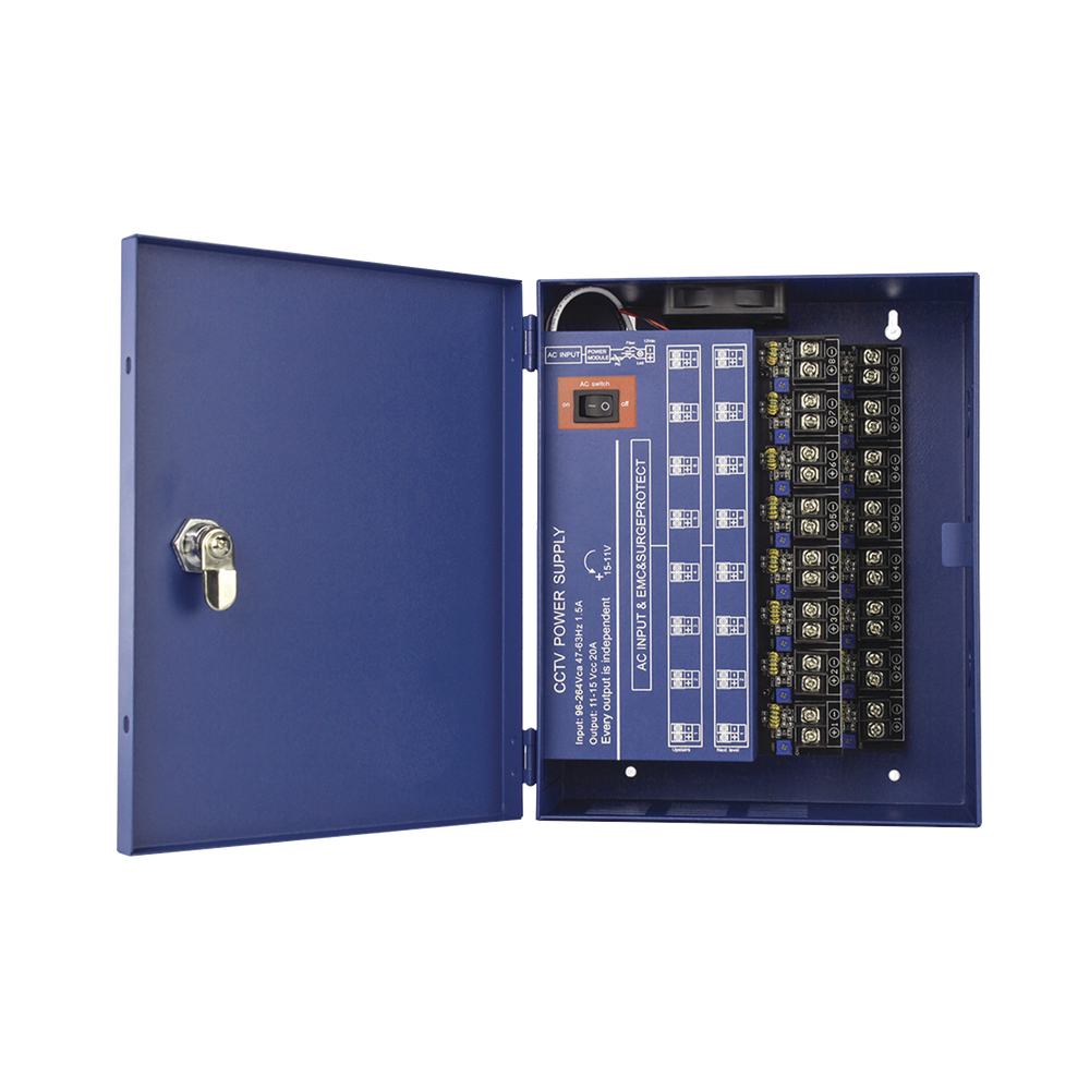 Fuente de Poder Profesional HEAVY DUTY @ 16 Amperes / 8 Canales / Hasta 2A por Salida / Ajuste independiente de 11 a 15 Vcc por Salida / Protección Contra Sobrecargas / Filtro de Ruido Especial para Cámaras 4K. - Image 2