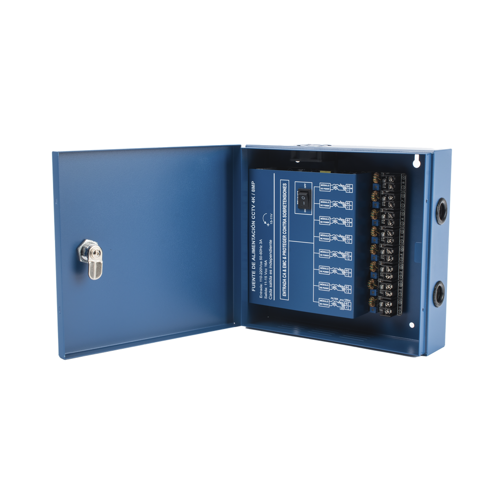 Fuente de Poder Profesional HEAVY DUTY @ 16 Amperes / 8 Canales / Hasta 2A por Salida / Ajuste independiente de 11 a 15 Vcc por Salida / Protección Contra Sobrecargas / Filtro de Ruido Especial para Cámaras 4K. - Image 8