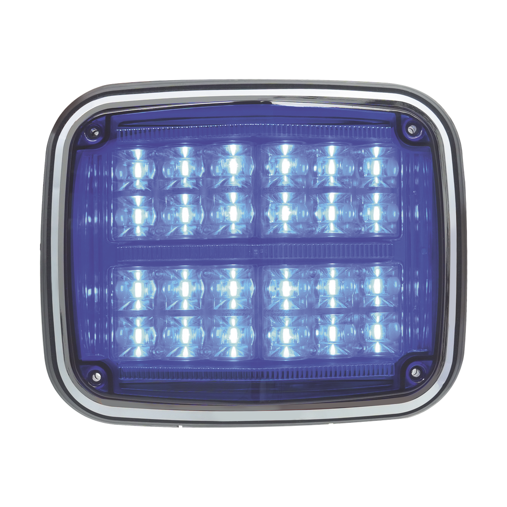 Luz de advertencia de 8 X 6", Color Azul, SAE, IP67, Ideal para Ambulancias