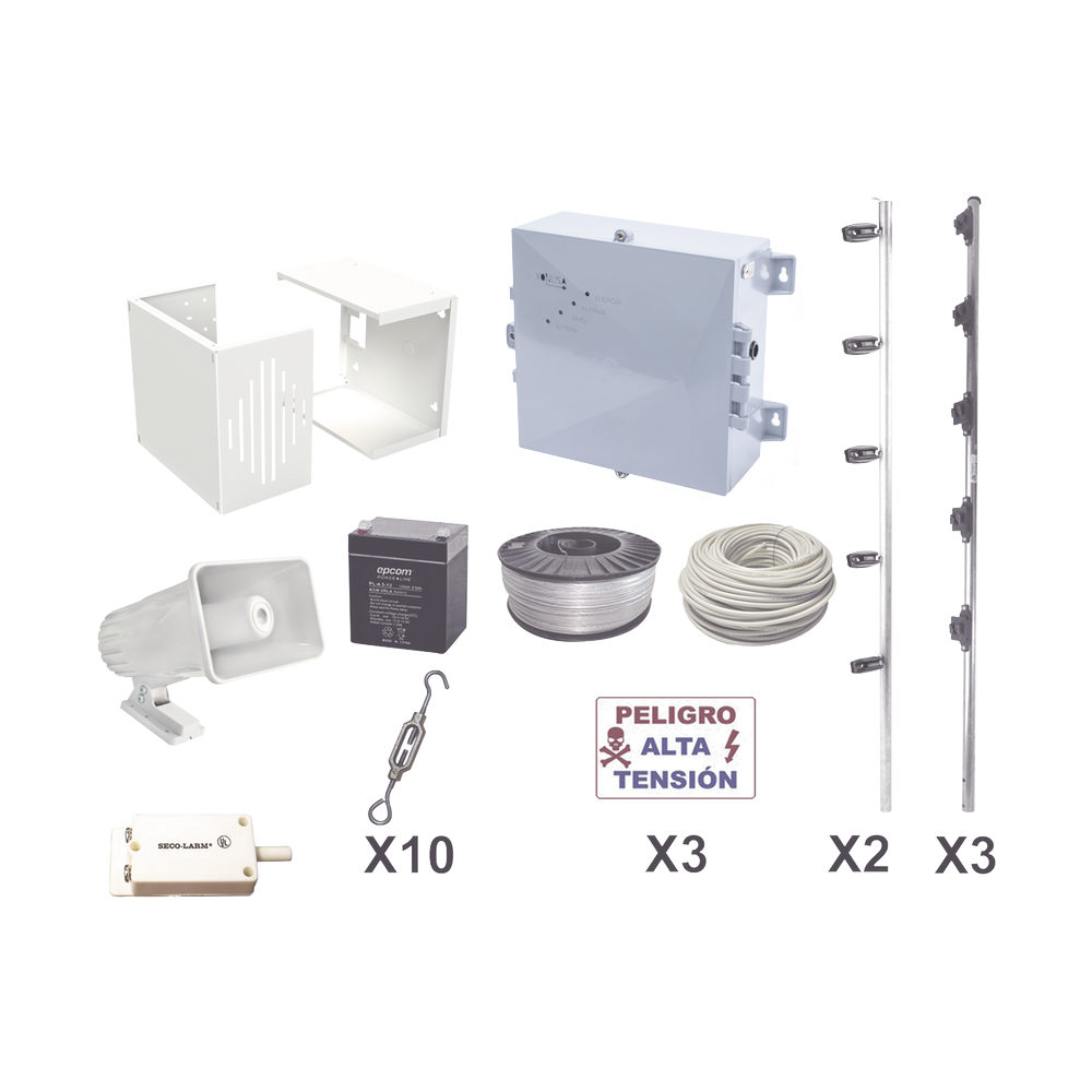 KIT ESENCIAL PARA 25Mts PERIMETRALES DE CERCO ELÉCTRICO PARA PROTECCIÓN DE ROBOS EN CASAS, NEGOCIOS, BODEGAS,ETC.