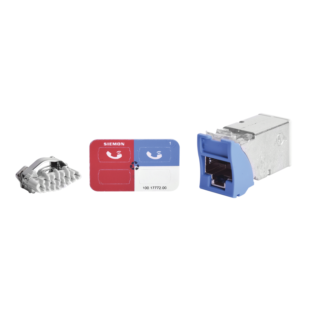 Jack Z-MAX Cat5e, Blindado, Montaje híbrido en Placa de Pared (Plano y Angulado), Color Azul