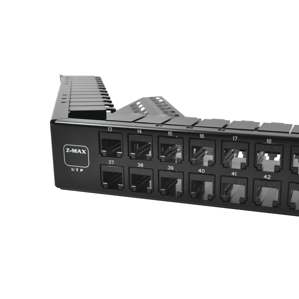 Patch Panel UTP Z-MAX Categor?a 6A, de 48 Puertos, Angulado, 1UR