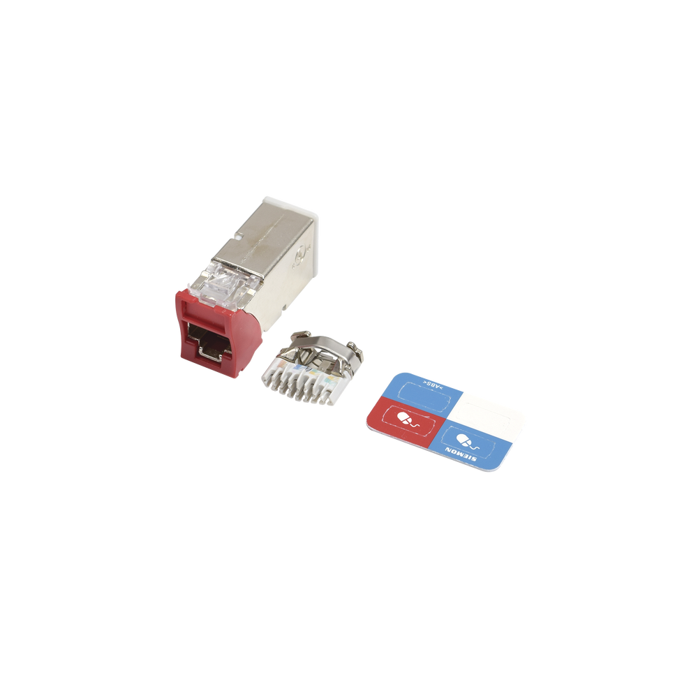 Jack Z-MAX Cat6A, Blindado, Montaje H?brido en Placa de Pared (Plano y Angulado), Color Rojo