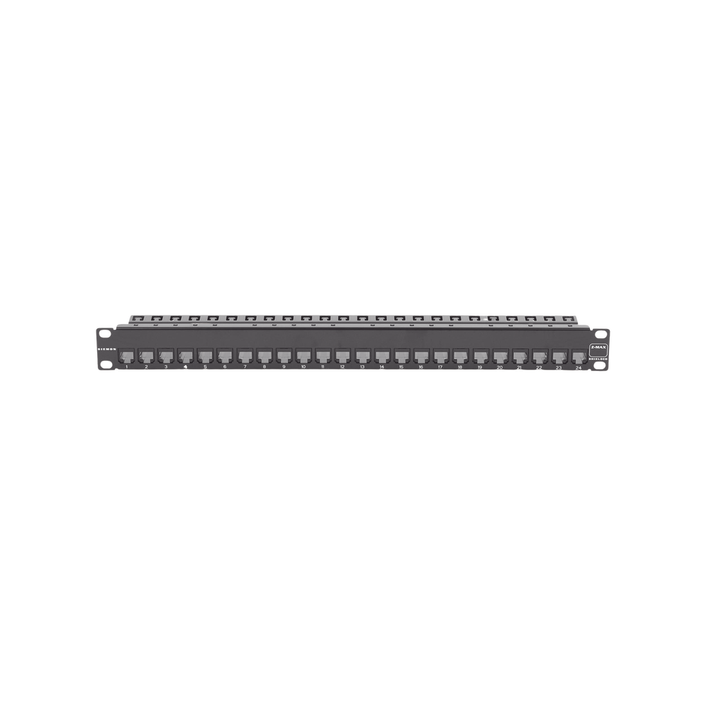 Patch Panel Z-Max de 24 Puertos, Blindado, Precargado con Jacks Categor?a 6A, Plano, 1UR
