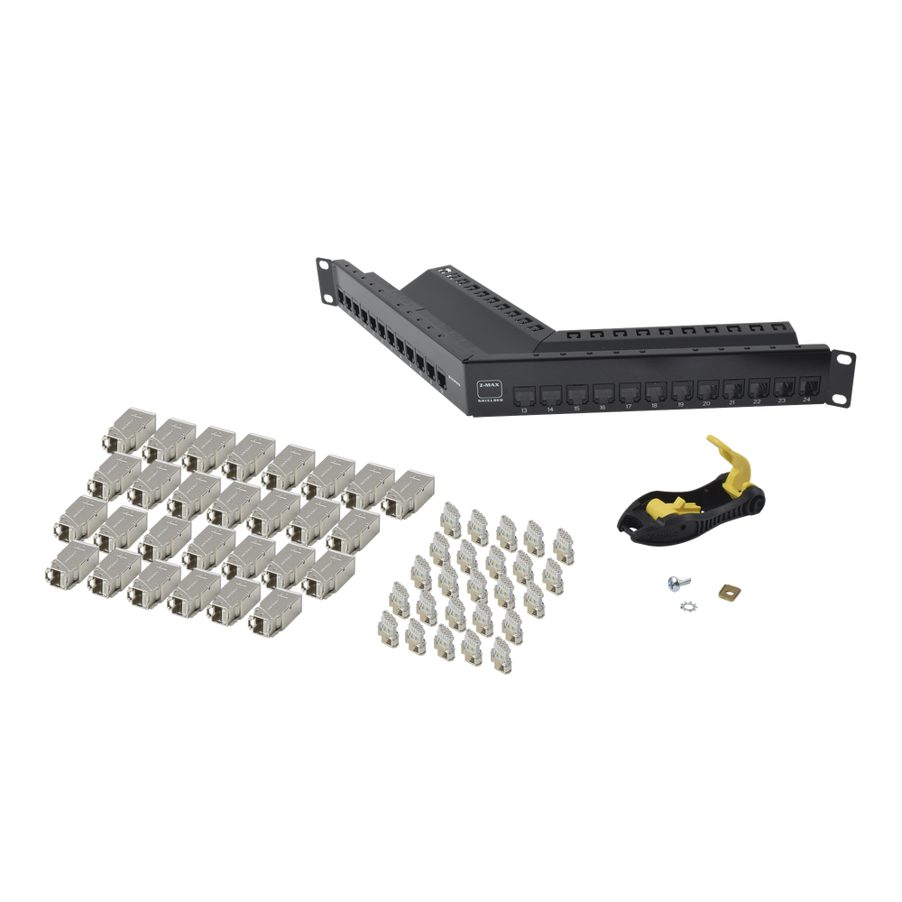 Patch Panel Z-MAX de 24 Puertos, Blindado, Precargado con Jacks Categor?a 6A, Angulado, 1UR - Image 3