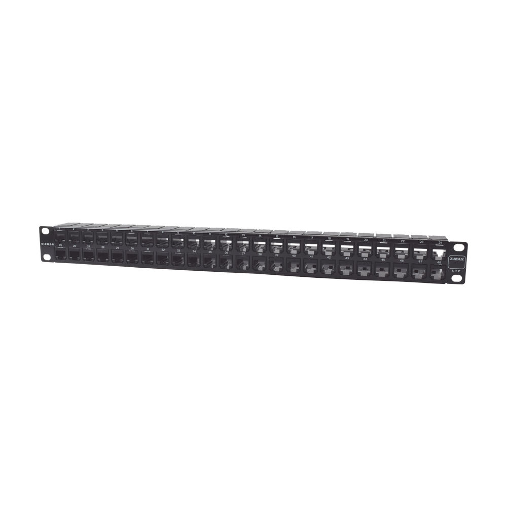 Patch Panel UTP Z-MAX de 48 Puertos, Precargado con Jacks Categor?a 6, Plano, 1UR
