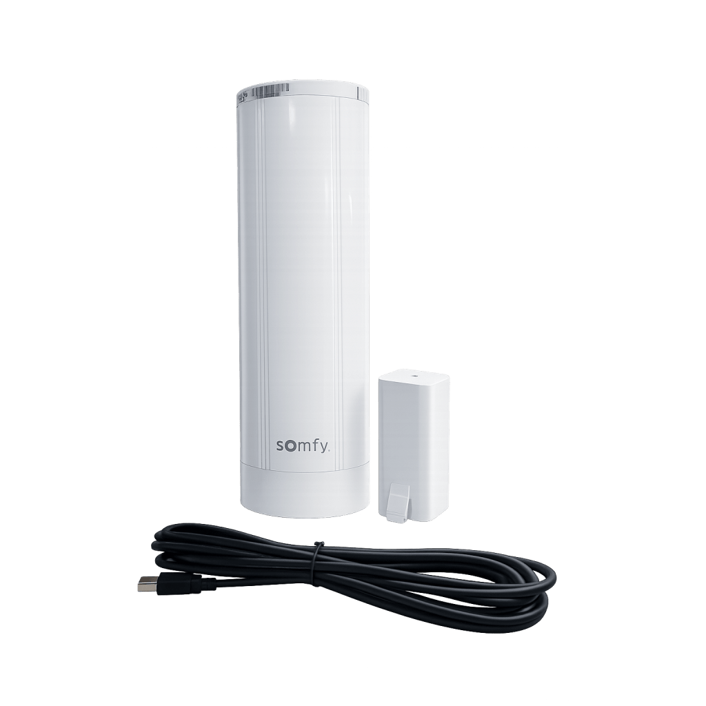 Motor para Cortinas Movelite WireFree RTS / Batería Recargable 2000 mAh / Capacidad 35 kg / Control RTS 433.42 MHz / IP30 / Hasta 10 m de Riel / Touch Motion / Compatible con App Inteo Somfy