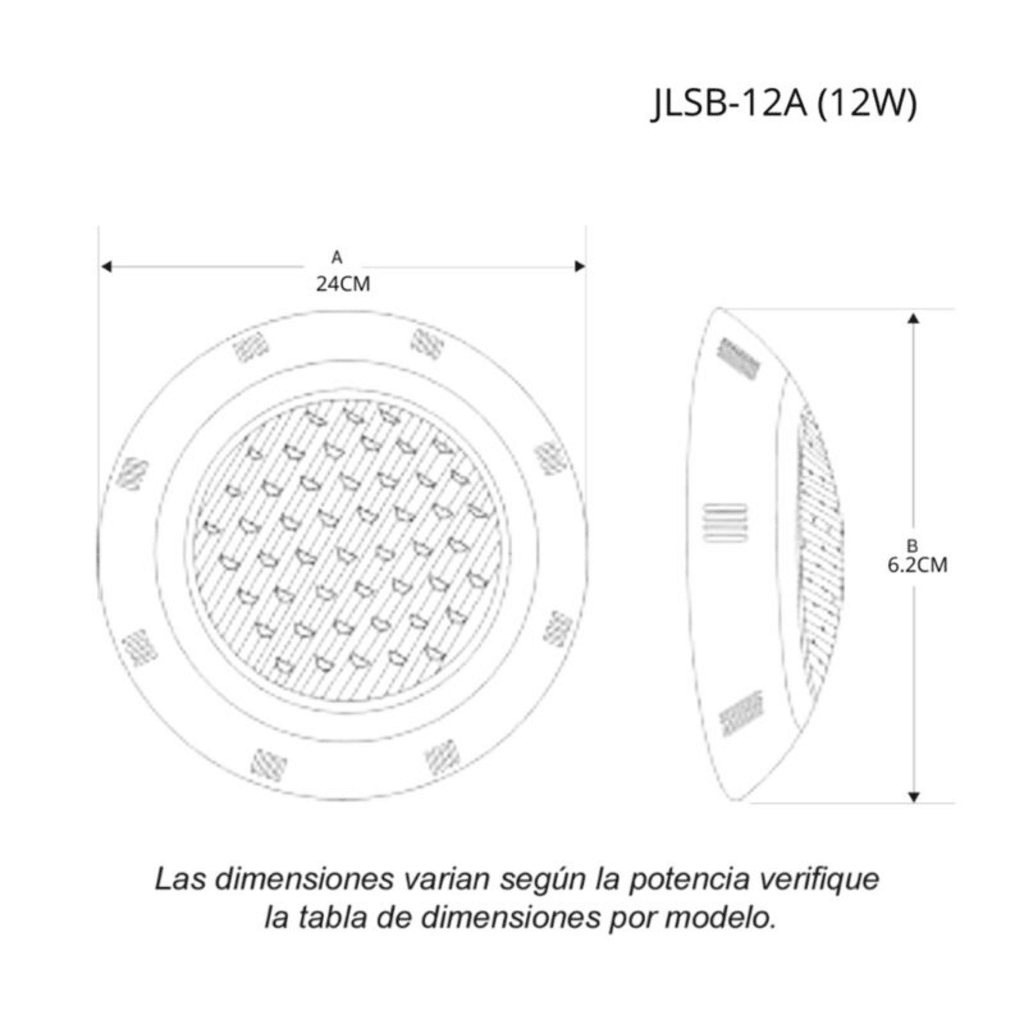 Luminario Sumergible /Luz Blanca 6500 K / 18W / 2340 lm / IP68 / Ø290mm x 62mm / No Dimeable / Uso Exterior. - Image 5