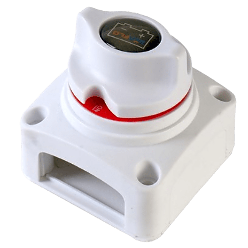 Interruptor de Batería SEAFLO 2 Posiciones, 275 Amps DC, Operación Manual On/Off, Protección de Encendido, Terminales de Cobre, Montaje Empotrado o Superficial