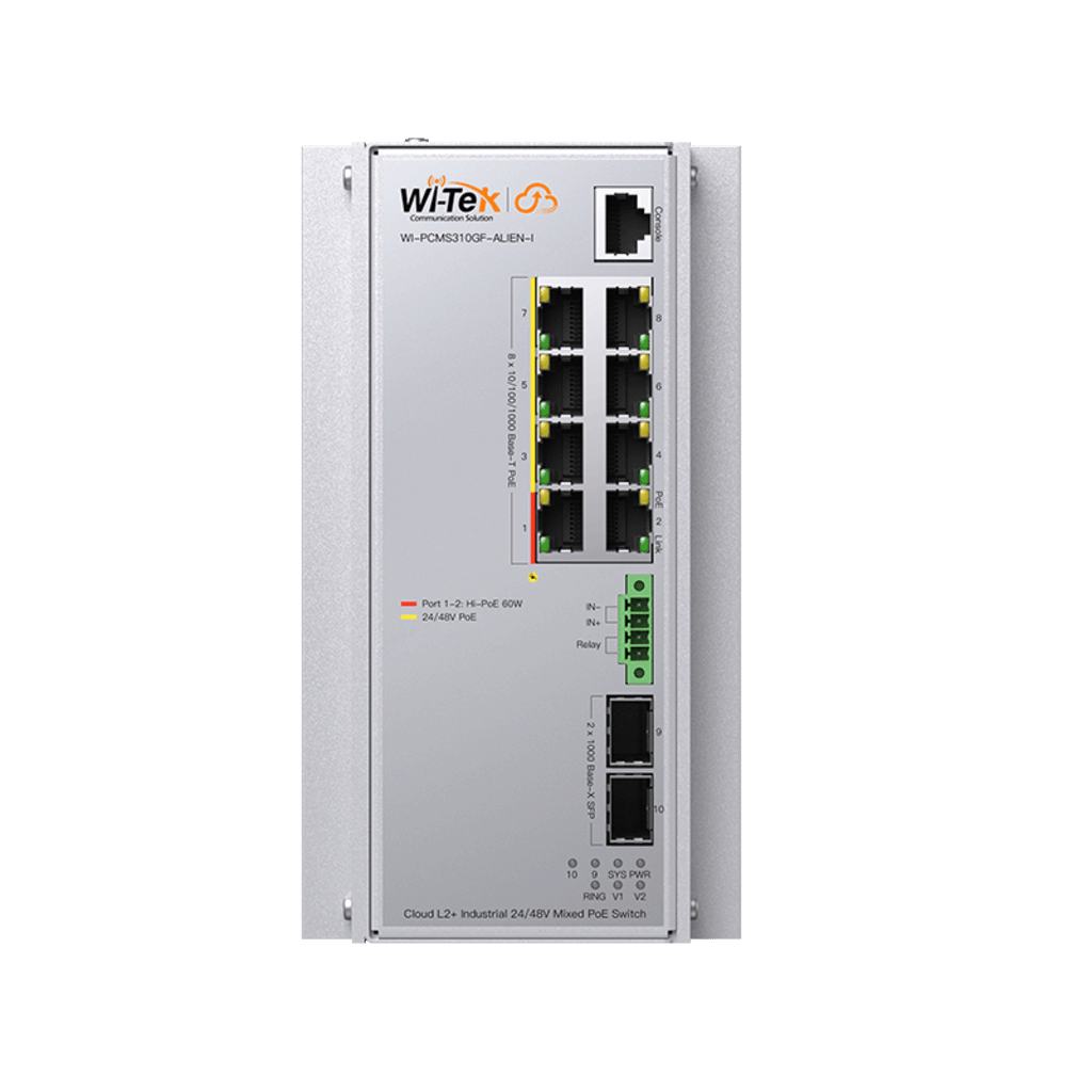 Switch Industrial Administrable Gigabit con 2 Puertos PoE bt + 6 Puertos PoE af/at o 24 V Pasivo + 2 SFP Gigabit, 240 W - Image 2
