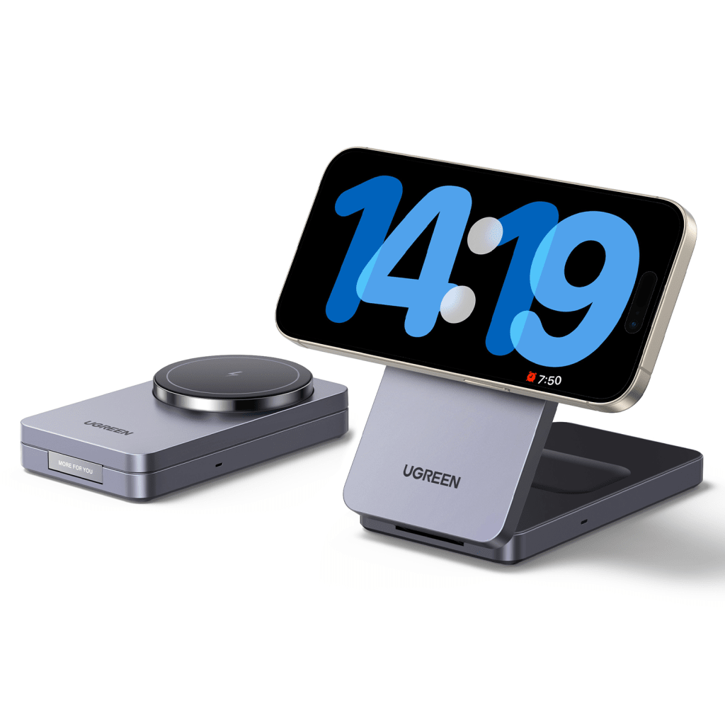 Cargador Inalámbrico 2 en 1 20W / Tecnología Qi2 15W Certificada / Carga Simultánea iPhone y AirPods / Ángulo Ajustable 70° / Diseño Plegable y Portátil / Compatibilidad Universal - Image 2