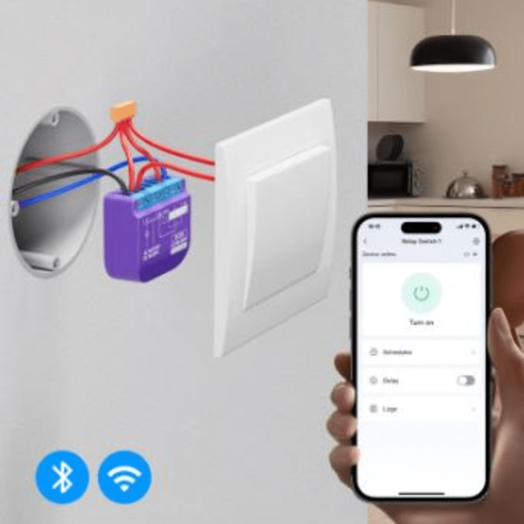 Switch Relevador Inteligente conectividad inalambrica Wifi y BLE / Salida Contacto Seco / Compatible con asistentes de voz / Dimensiones 42x36x16 mm - Image 3