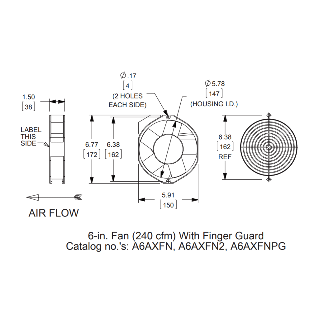 Ventilador Axial Compacto 6 Pulgadas / 115VAC / 102CFM / Silencioso / Acero Negro / 50,000 Horas Operación - Image 2