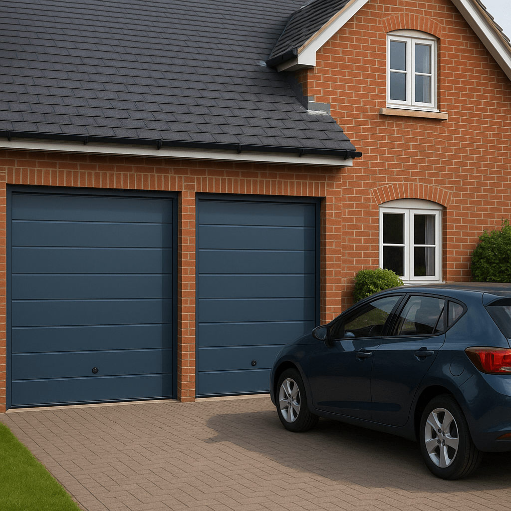 Puerta D / Garage D / Alta Calidad / Linea Central / Color GRIS / acabdo DELUXE / 9X8 pies / AISLADA / Estilo Americana. - Image 2