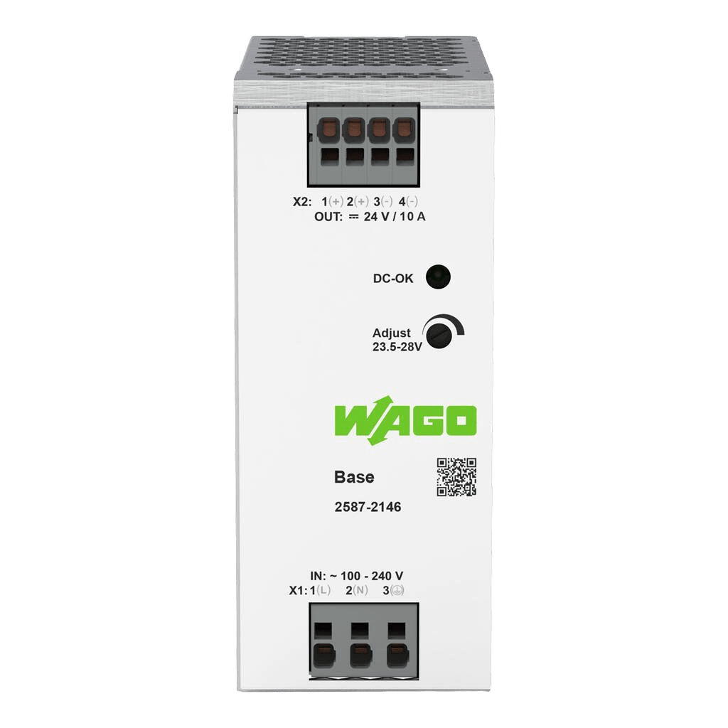Fuente de Alimentación BASE / 24V DC 10A 240W / Monofásica 100-240V AC / Push-in CAGE CLAMP® / Sincronización Primaria / Autoenfriamiento / Paralelo y Serie / IP20 / Carril DIN - Image 2
