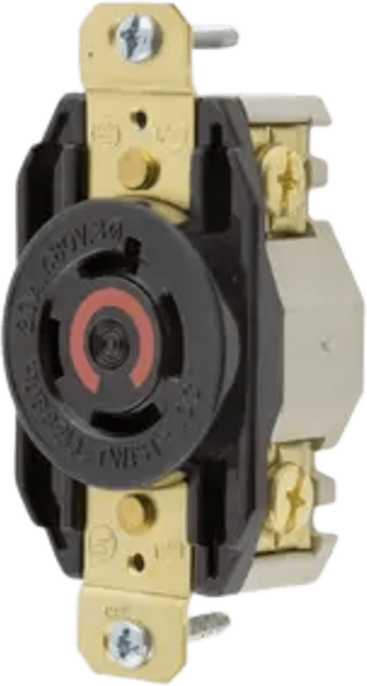Receptáculo con Bloqueo de Media Vuelta Industrial 20 A 480 V CA /3 Polos 4 Hilos / Nema L16-20R / Color Negro. - Image 2