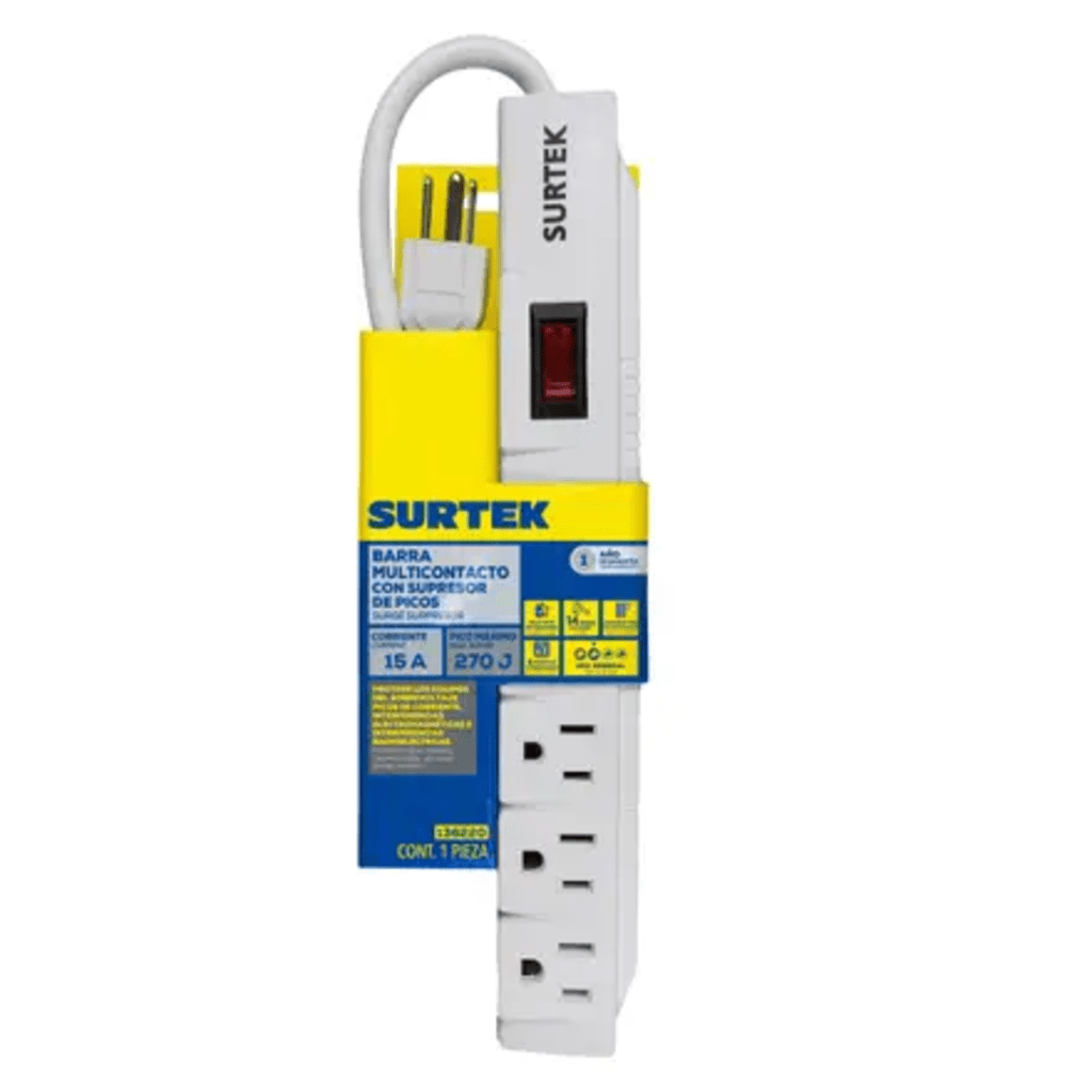 Multicontacto con Supresor de Picos 450 Joules, Voltaje de Entrada: 127 Vca NEMA 5-15P, Con 6 Salidas NEMA 5-15R. - Image 2