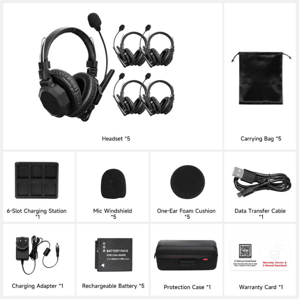 Diadema de Comunicación Inalámbrica Binaural / Cancelación de ruido IA / Comunicación Distancia 500m / Bluetooth / Batería 1050mAh / Resistente a la Lluvia - Image 2