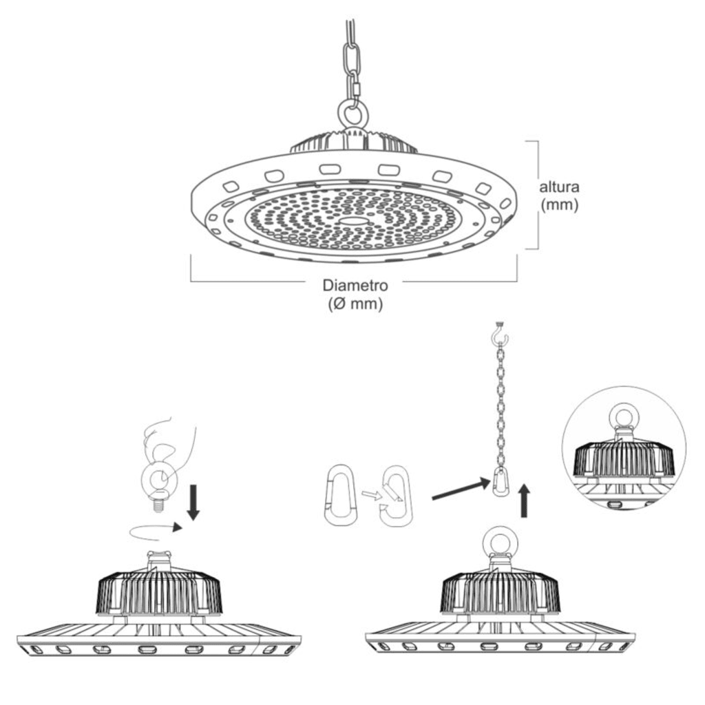 Campana Led Industrial UFO / 100 W / Suspendido / 85 - 265 V CA / Luz Fría 6500 K. - Image 4