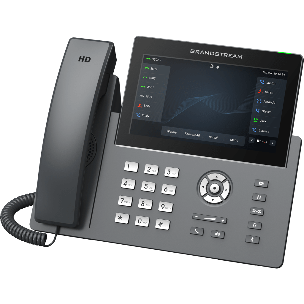 Teléfono IP Wi-Fi, Grado Operador, 12 líneas SIP con 6 cuentas, pantalla táctil 7", puertos Gigabit, Bluetooth, PoE, codec Opus, IPV4/IPV6 con gestión en la nube GDMS - Image 4