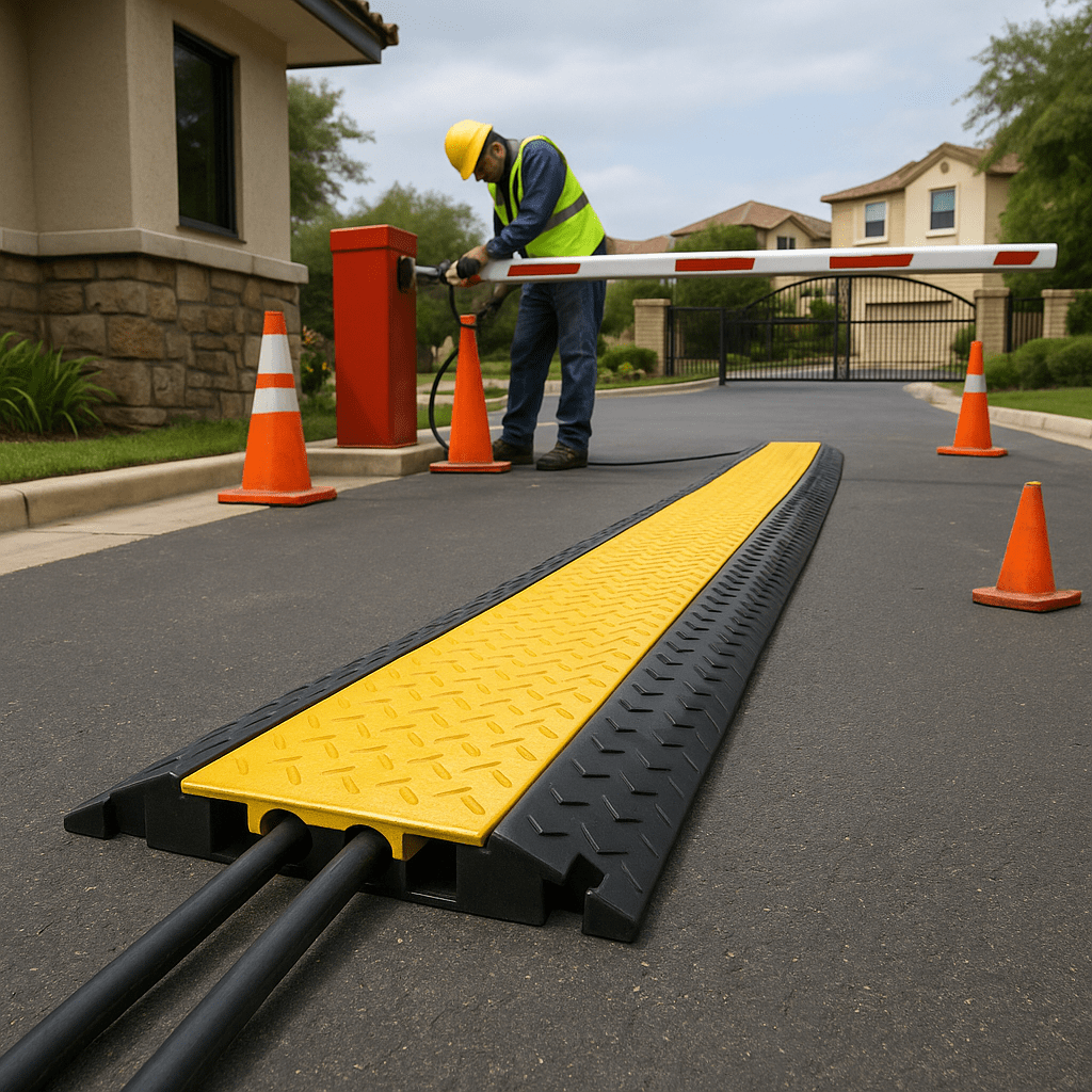 Protector de Cable de 5 Canales / Base de Goma y Tapa de Plástico / Capacidad 4.6 Toneladas / Canal 38x35MM / Longitud 90 cm / Amarillo y Negro - Image 4