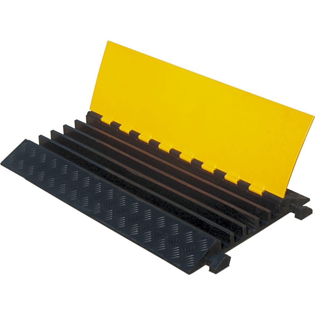 Protector de Cable de 5 Canales / Base de Goma y Tapa de Plástico / Capacidad 4.6 Toneladas / Canal 38x35MM / Longitud 90 cm / Amarillo y Negro - Image 3