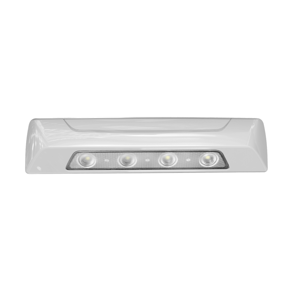 Luz de escena, 4 LED, bisel blanco, 12–24VCD, LED blanco y lente transparente - Image 2