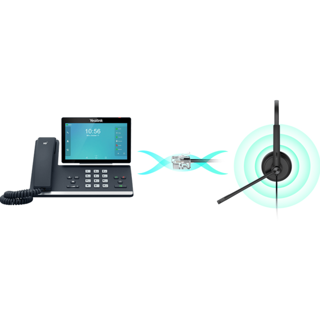 Diadema Alámbrica YHS34 Dual de Yealink QD a RJ9 con Almohadillas de Esponja - Image 3