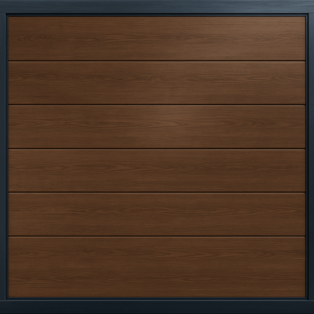 Puerta de Garage de Alta Calidad / Linea Central / Imitacion madera / oscura / 20x8 pies / AISLADA / Estilo Americana.