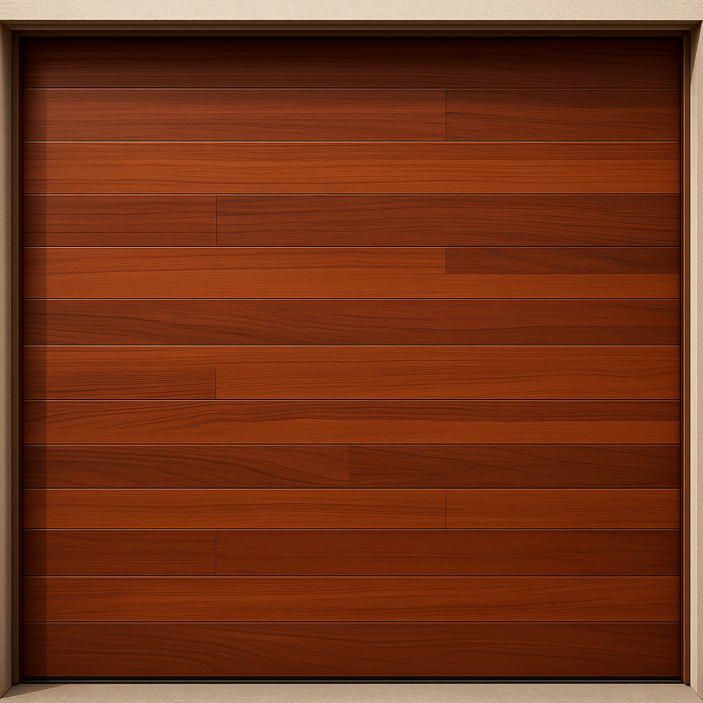 Puerta de Garage de Alta Calidad / Estilo Americano / Acabado Laminado PREMIUM / Color Madera Clara / 16x9 Pies.