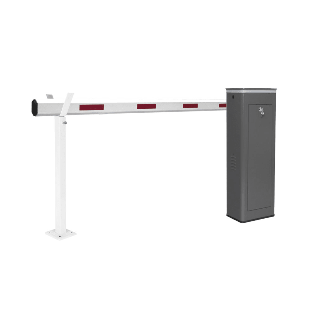 Kit de Barrera Vehicular Izquierda y Brazo Telescópico de Hasta 5.5 m / Finales de Carrera Ajustables por Programación / Movimiento Fluido / Diseño Elegante Color Gris / Con Corona Led Semaforizada