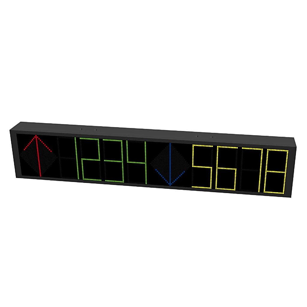 Pantalla Guía Estacionamiento Interior Doble Vía 4 Dígitos / 7-8 mm Pixel Pitch / 3800 cd/m² Luminancia / 110° Ángulo Visión / RS485 y RJ45 / 7 Colores / Iconos Personalizables / AC 100-240V