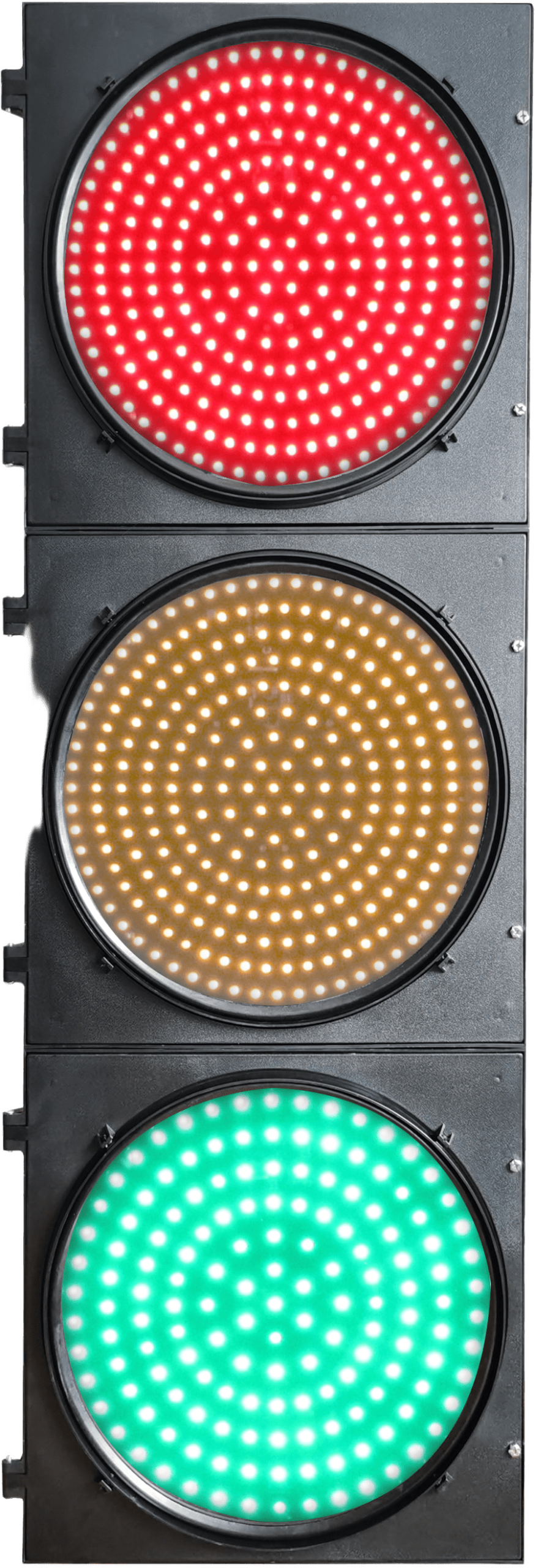 Semáforo LED Full Ball, 300 mm, PC+ABS, IP53, 149 LEDs Rojo/Amarillo, 97 LEDs Verde, 400 m Visibilidad, 100.000 Horas Vida Útil