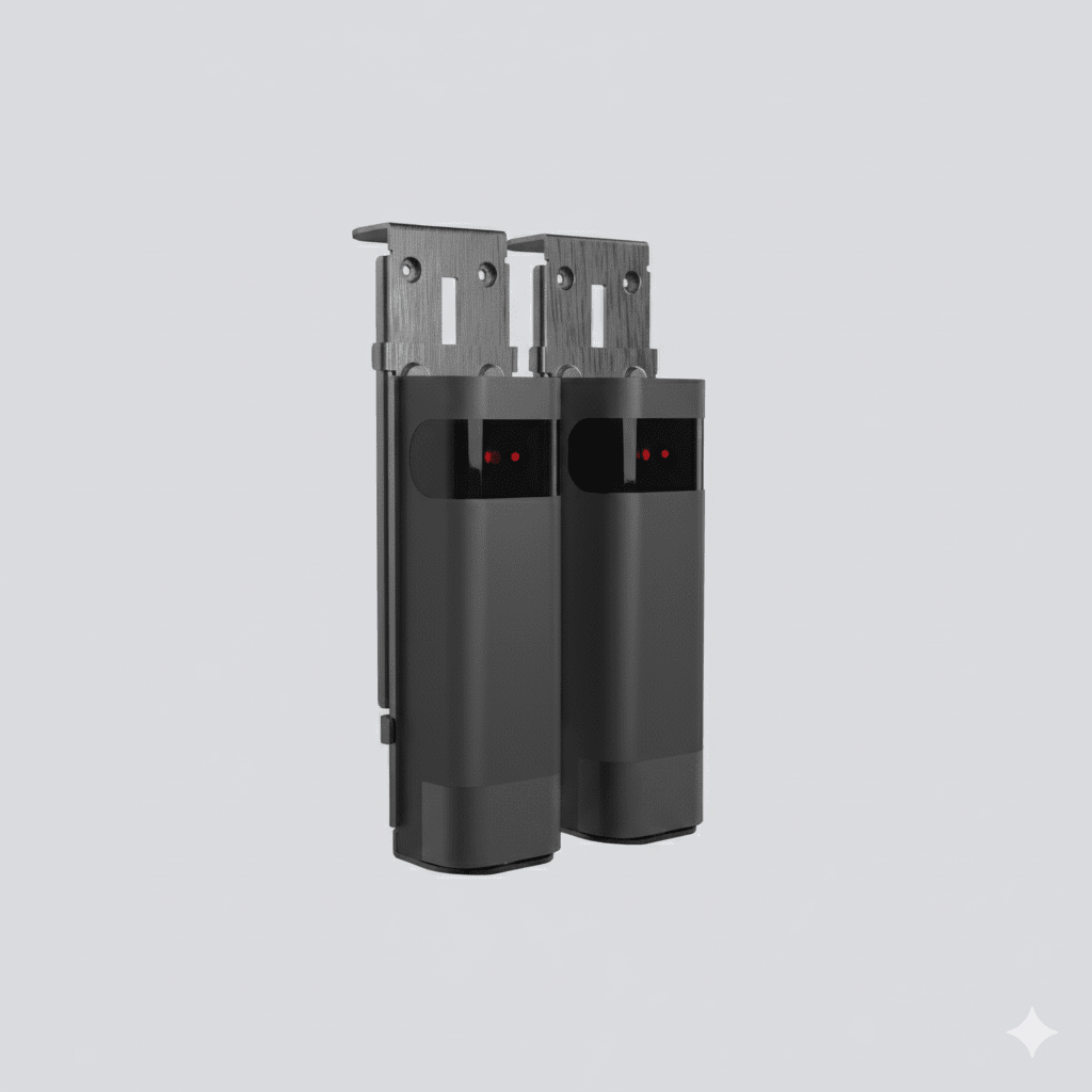 Haz Infrarrojo Inalámbrico ACCESS-PHW / Transmisor y Receptor Photo Beam / Triple Frecuencia 409-458 MHz / Alcance 20 Metros / Batería Litio 2300mAh / IP54 / Ajuste Angular -90° a +90° / Compatible Puertas Seccionales, Enrollables, C