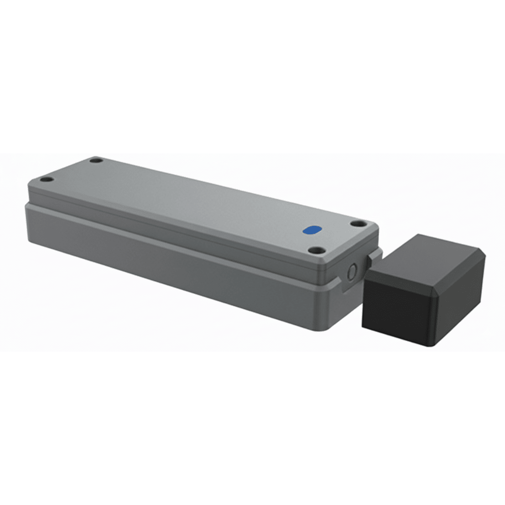 Sensor de Puerta Peatonal Inalámbrico / Tecnología Trio-Frequency Anti Interferencias / Alcance Magnético 25 mm / Batería 3.6V 2600mAh / Vida Útil 2 Años / Compatible con Puertas Seccionales y Batientes / Sensor H