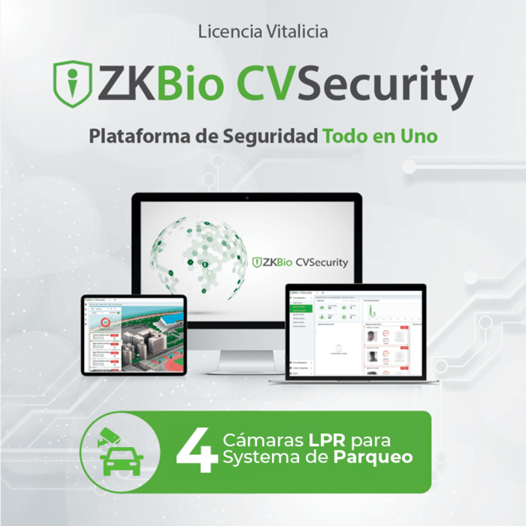 Licencia para ZKBio CVsecurity para modulo de estacionamiento de 4 carriles con camara de reconocimiento de placas