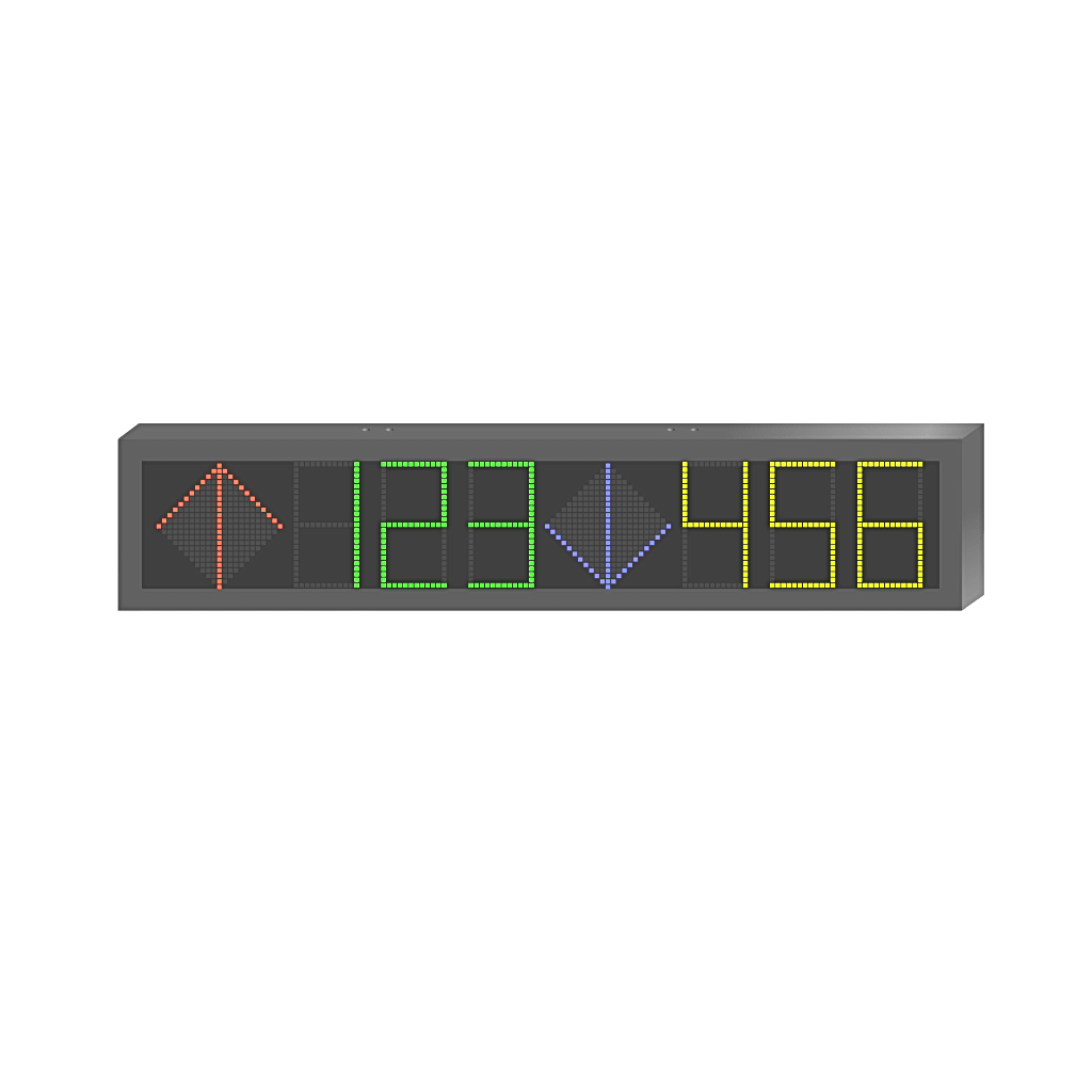 Panel LED de Estacionamiento Hikvision / 6 Dígitos con 2 Flechas / 7 Colores RGB / Comunicación RS485 y RJ45 / Display en Tiempo Real / Iconos Especiales / Montaje por Suspensión