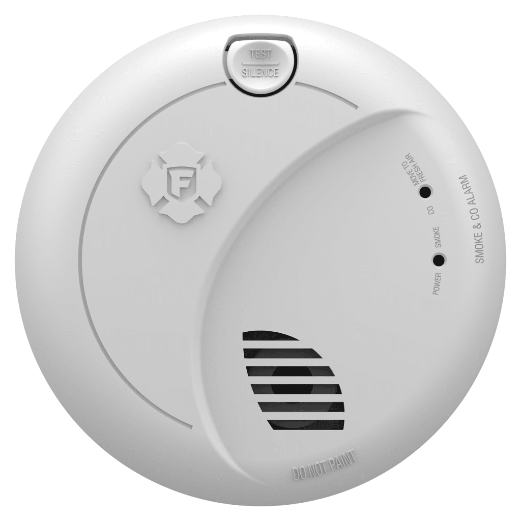 Alarma de Humo y Monóxido de Carbono AC / Batería Sellada de 10 Años / Advertencia de Voz con Ubicación / Indicador de Alarma con Bloqueo / Sensor Fotoeléctrico y Electroquímico / Interconexión de hasta 18