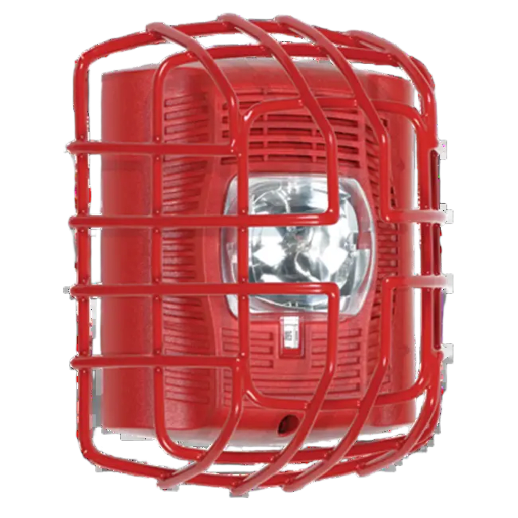Protector De Rejilla Anti Vandalismo Y Golpes Accidentales, Color Rojo, Para Sirenas/Estrobos/Bocinas System Sensor, Montaje a Ras, 7.40"Altox6.15"Anchox3.39"Profundidad