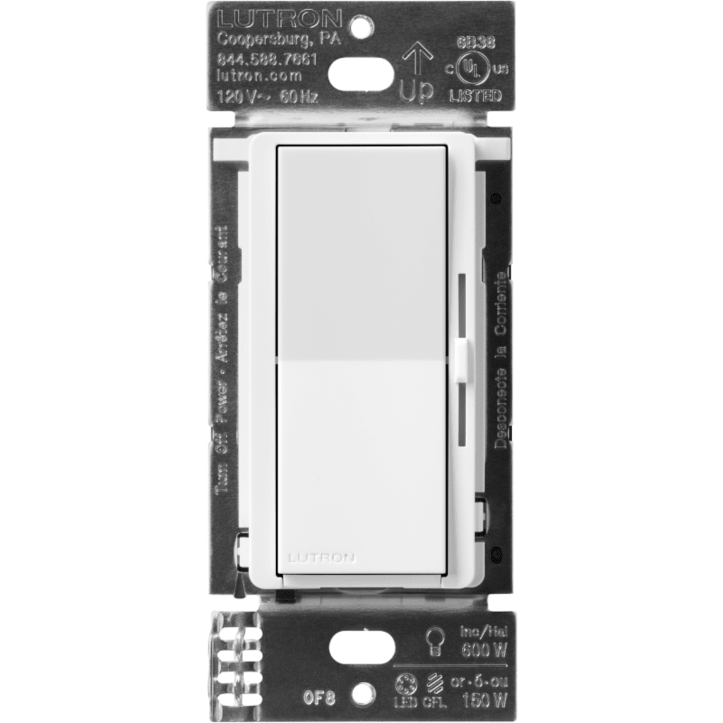 (Caseta Wireless) DIVA Atenuador de pared. Aumenta/Disminuye Intensidad de Iluminación.  No requiere cable neutro. 150W LED / 600W INC/HAL