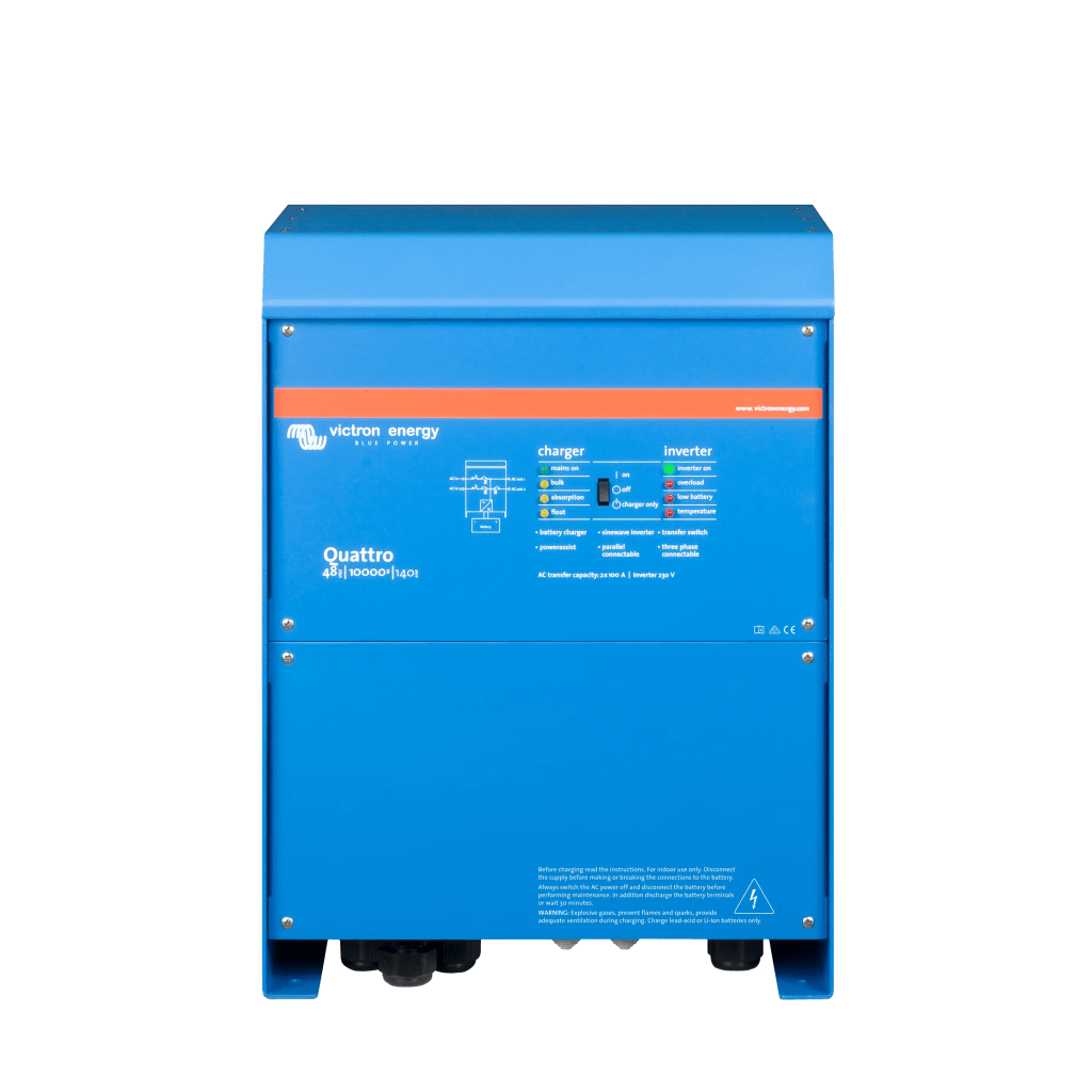 Quattro 48/10000/140-100/100 230V / Inversor Cargador de Onda Pura / Entrada 48 Vcc / Salida 8000 W 230 Vca 60 Hz (L-N)