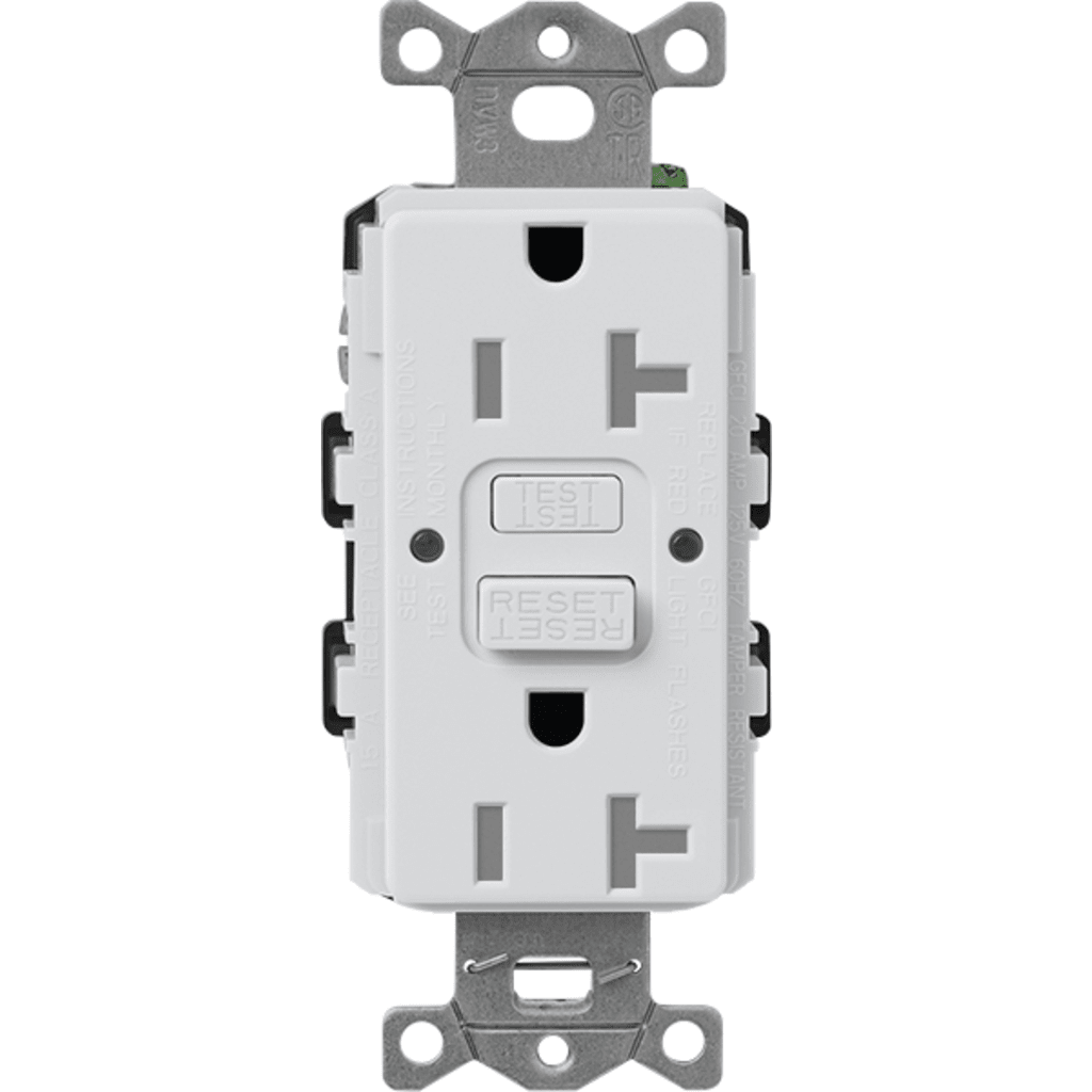 Tomacorriente 125V 15A resistente a manipulaciones, color negro.