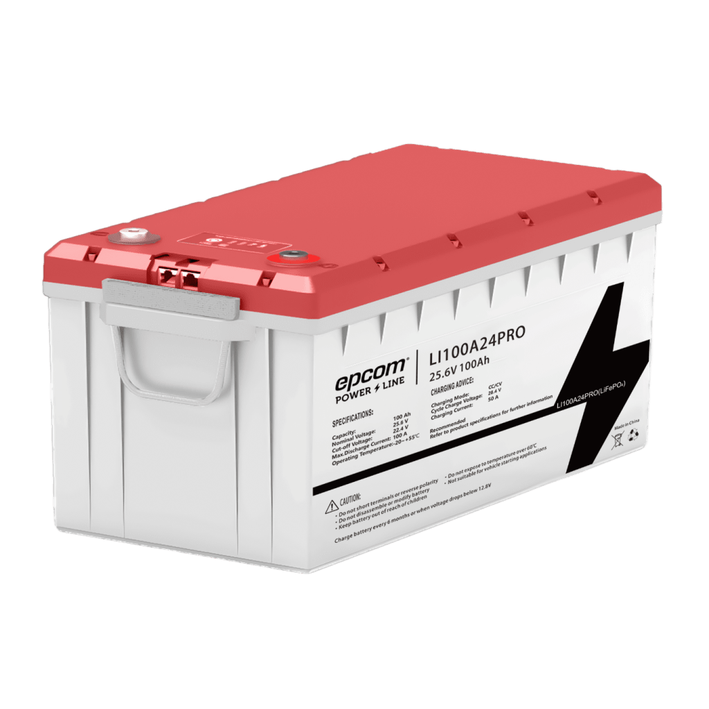 Batería LiFePO4, 2.56 kWh, 25.6V, 100AH / Con BMS Integrado / Vida Útil de más de 3500 Ciclos / Conector RS485 y CAN