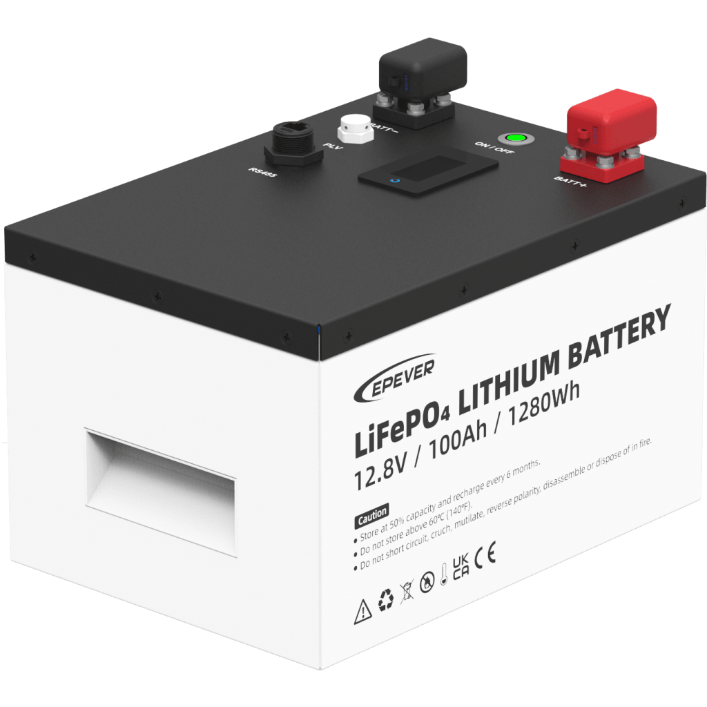 Batería de Litio LiFePO4 12.8Vcc, 100Ah, 1.28KwH, Pantalla LCD para Monitoreo Local, Carcasa Metálica