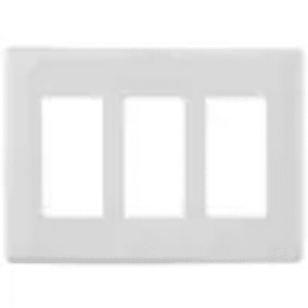 Tapa para Caja de 3 Espacios/ Contacto Duplex / Tornillos Ocultos / Color Blanco.