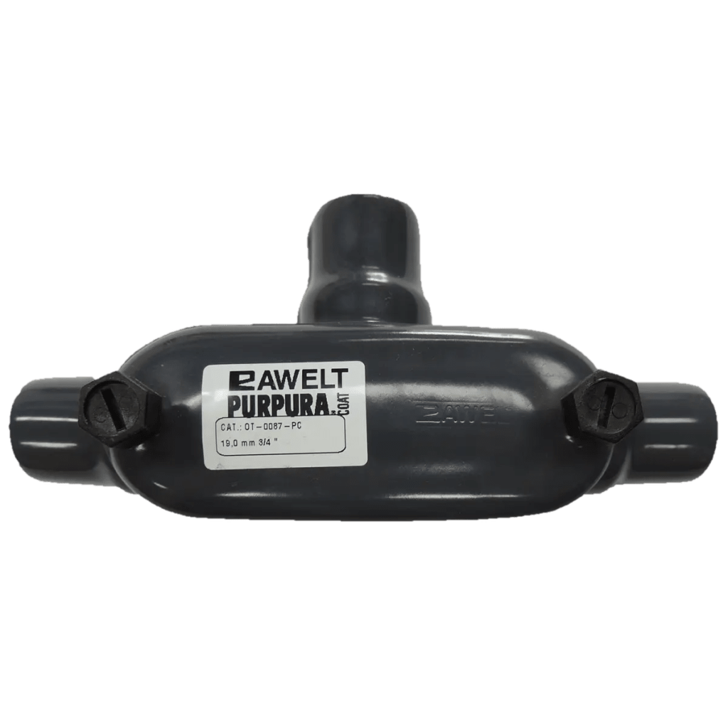 Caja Oval tipo T con Recubrimiento Exterior de PVC de 1/2" (12.7 mm).