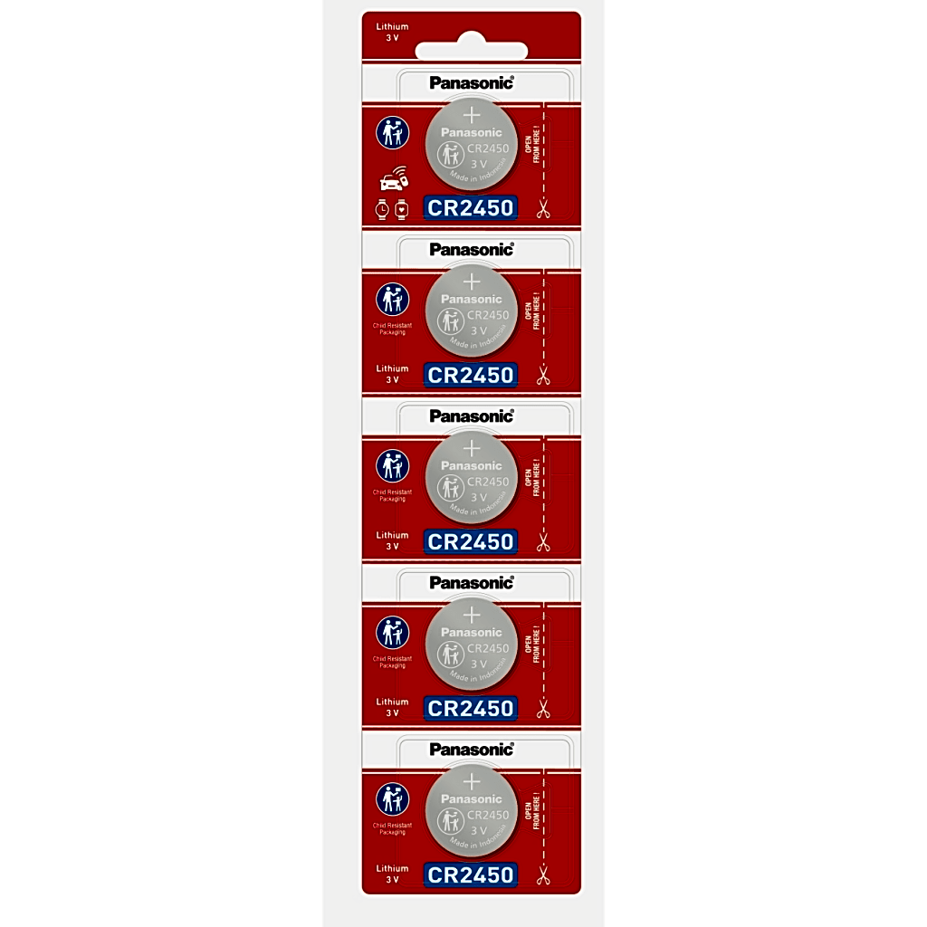 Batería de Litio tipo Moneda 3V / CR2450/ Tira c/5pz (No recargable)