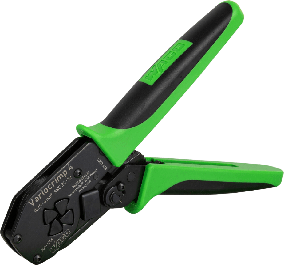 Tenaza de Crimpado / 0.25-4.0 mm² / Para Terminales con y sin Cuello de Plástico / Diseño Ergonómico / Color Verde/Negro