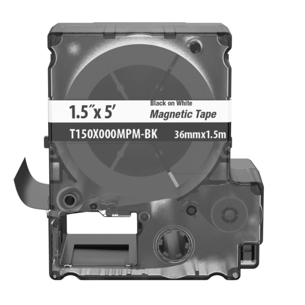 Casete de Etiquetas Magn?ticas de Cinta Continua, Color Blanco Sobre Negro, Uso Interior, 36 mm (1.42 pulgadas) de Ancho x 1.5 Metros (4.92 pies) de Largo