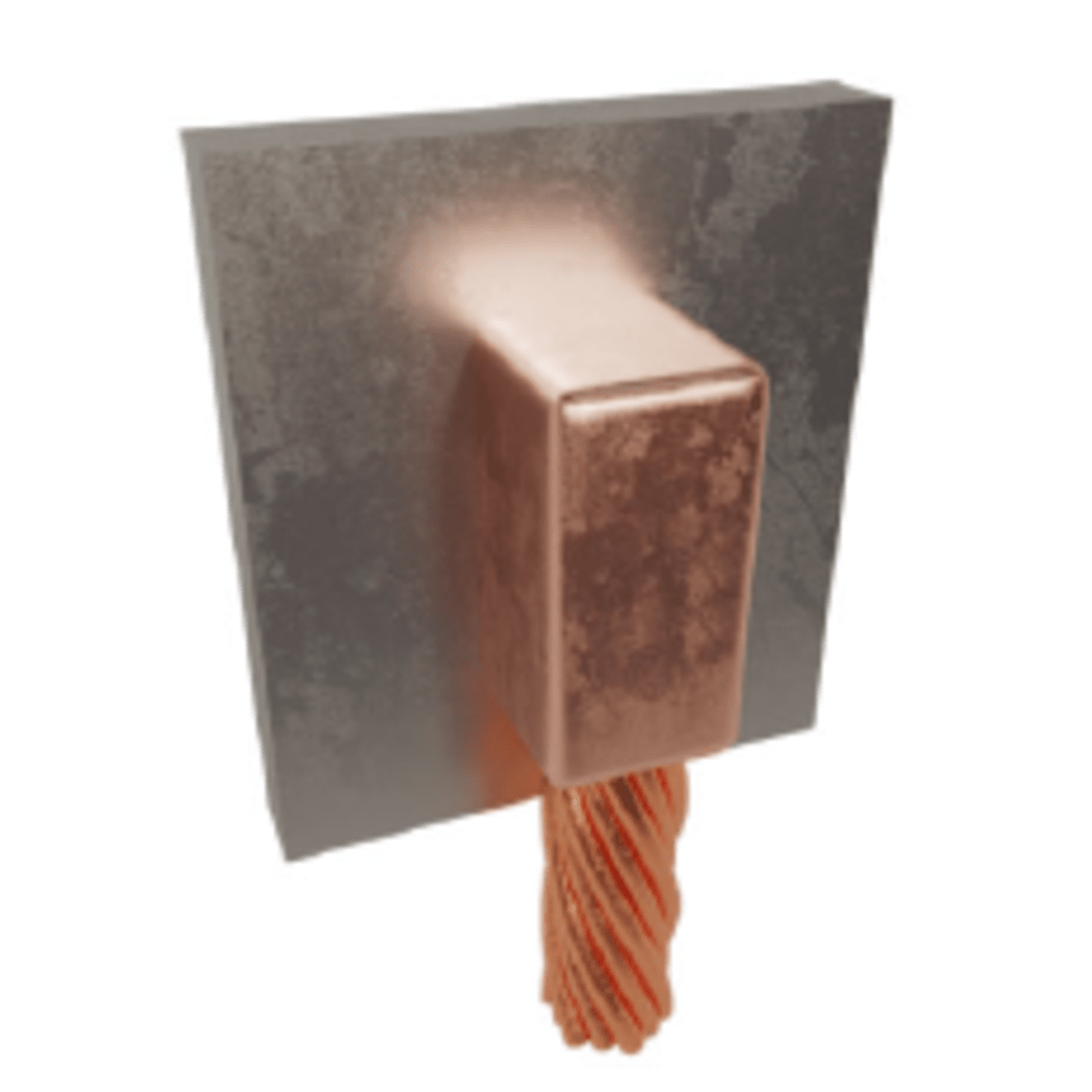 Molde para Soldadura Exotérmica para Cable 1/0 AWG a Superficie de Acero en Vertical a 90°